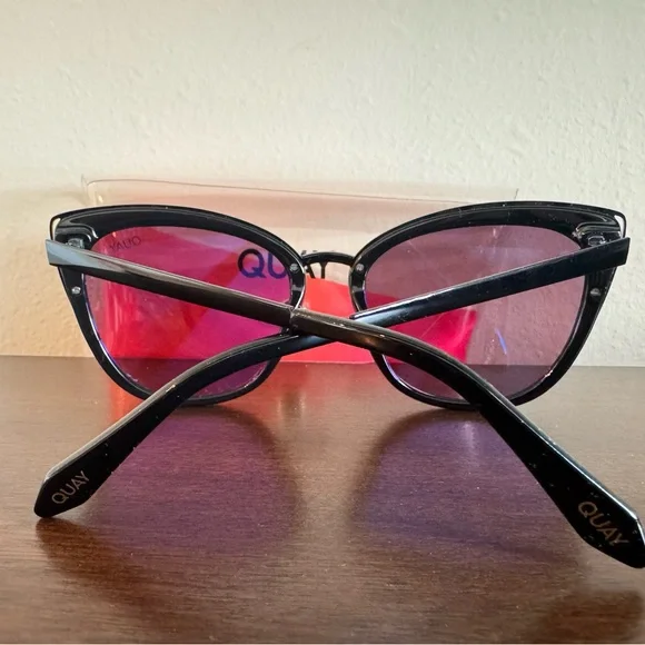 Worn Once! Quay Australia Honey Black and Pink Cat-Eye Sunglasses - Picture 2 of 5
